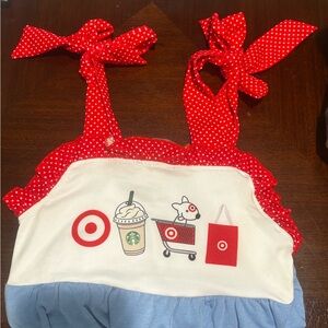 Red and White Bodysuit with Playful Polka Dots